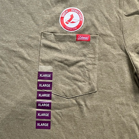 Coleman Pocket Tee T Shirt Mens XL Khaki Short Sleeve Branded Pocket Tee - Picture 2 of 5